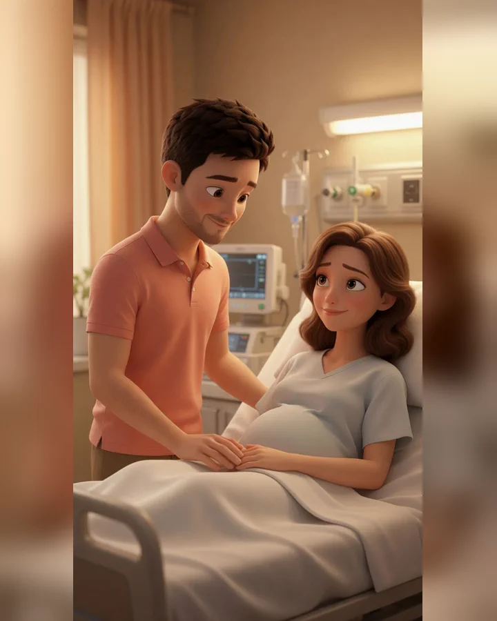 Expectant mother and father sharing a quiet moment in the hospital